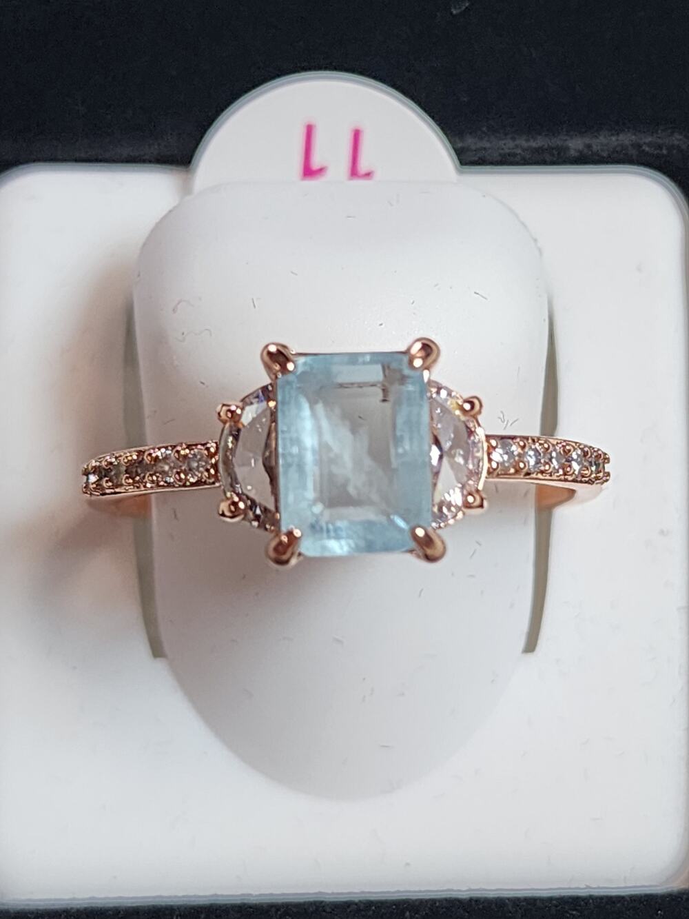 NWOT Bomb Party Size 11 Rose Gold Plated Blue Simulated Aquamarine Ring